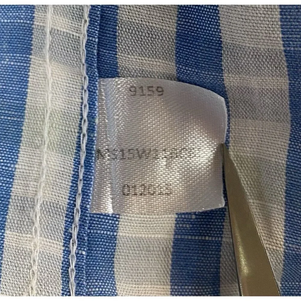 PETER MILLAR Cotton & Linen Blue Plaid Long Sleeve Casual Shirt XL EUC